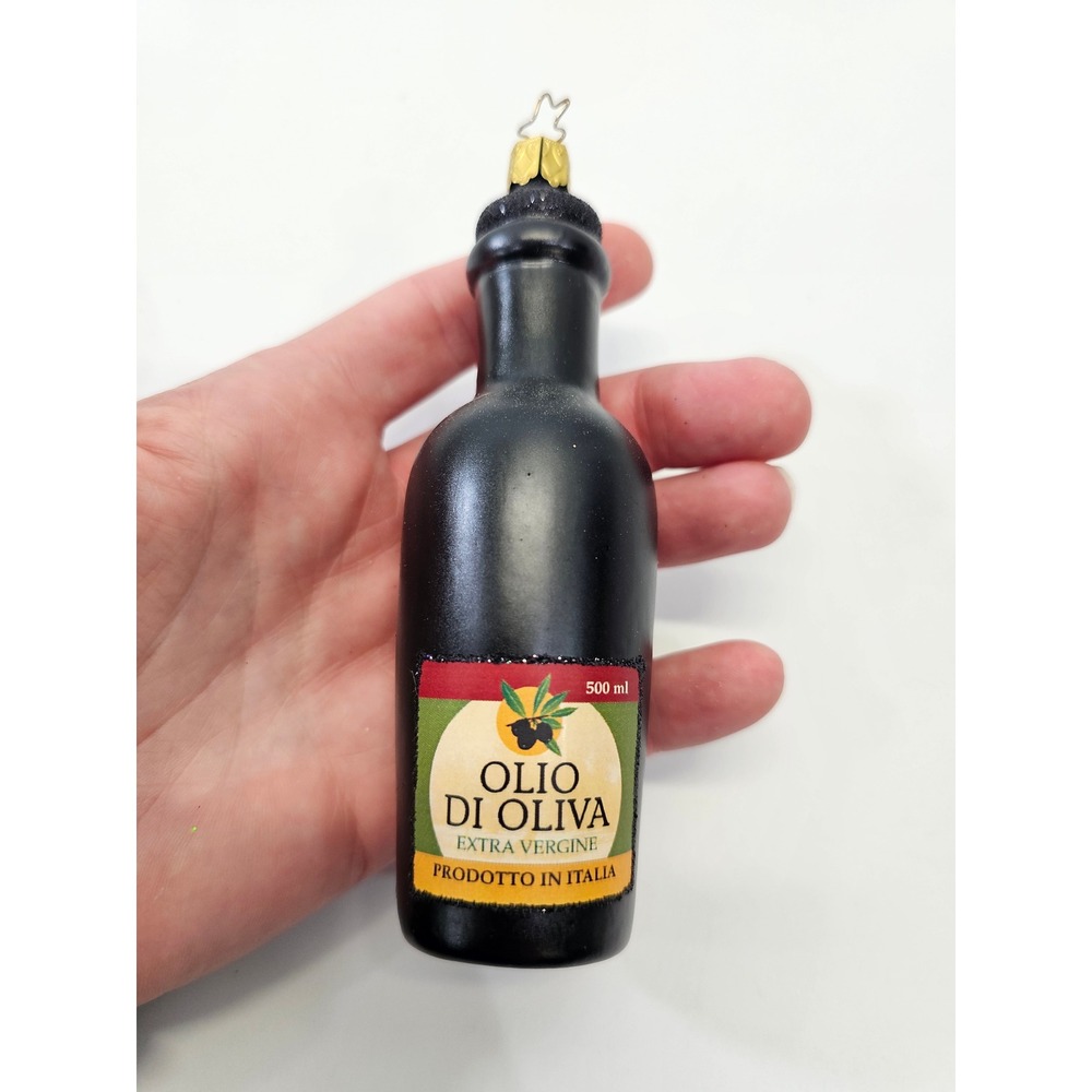 Inge Glas‎ live Oil Bottle Ornament Extra Vergine Glass Christmas Tree Decor EUC